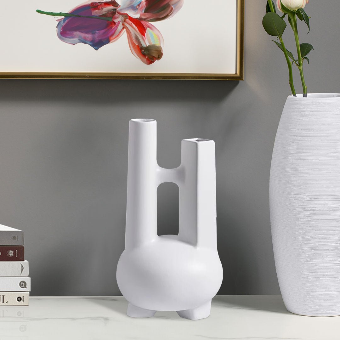 SOGA Ornament Modern Geometric Vase Minimalist Double Tube Abstract Sculpture for Home Décor - Image 2