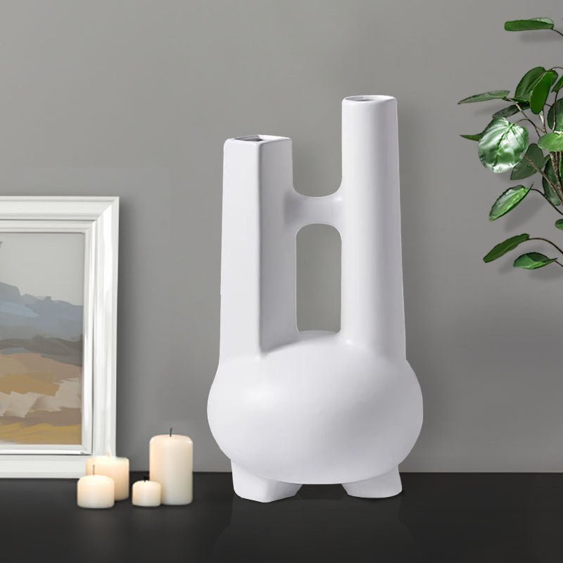 SOGA Ornament Modern Geometric Vase Minimalist Double Tube Abstract Sculpture for Home Décor - Image 3