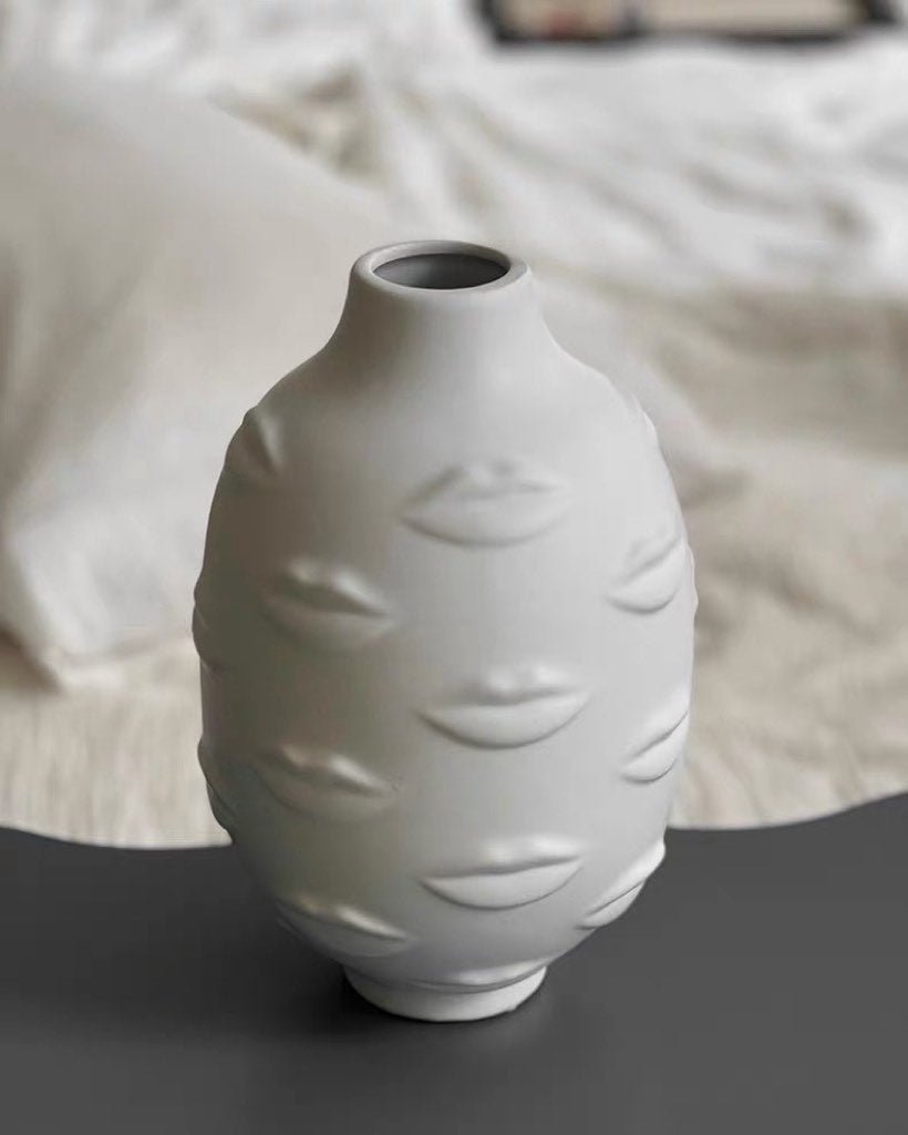 Lip Vase - Modern Abstract Decorative Ceramic Flower Centerpiece Vase - Image 6